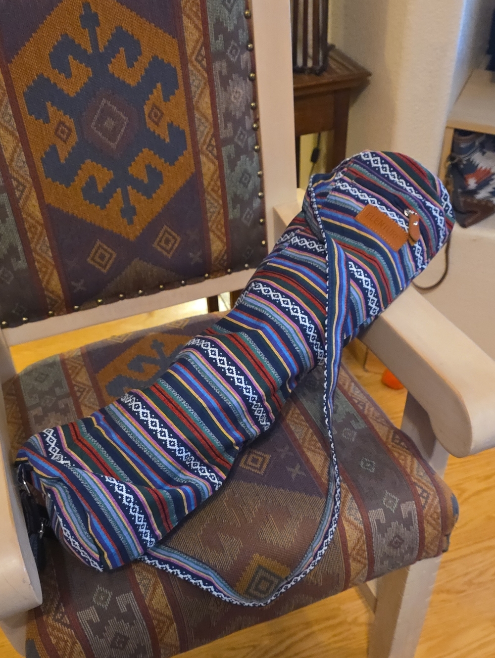 Elenture Bohemian Striped Canvas Yoga Mat Bag Carrier NWT - Picture 7 of 10